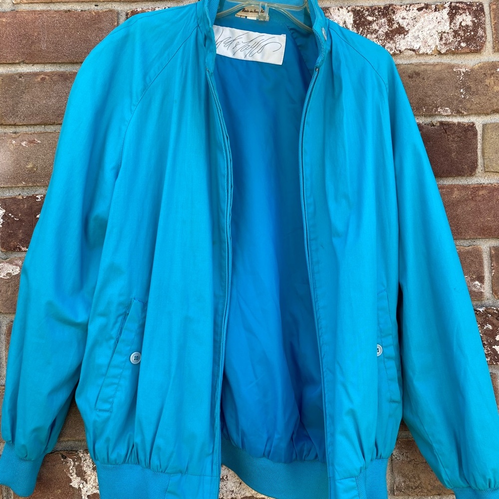 Lord and Taylor Teal Aqua Jacket similar to Members Only. Size L